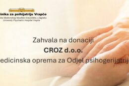 Zahvala na donaciji medicinske opreme CROZ d.o.o.